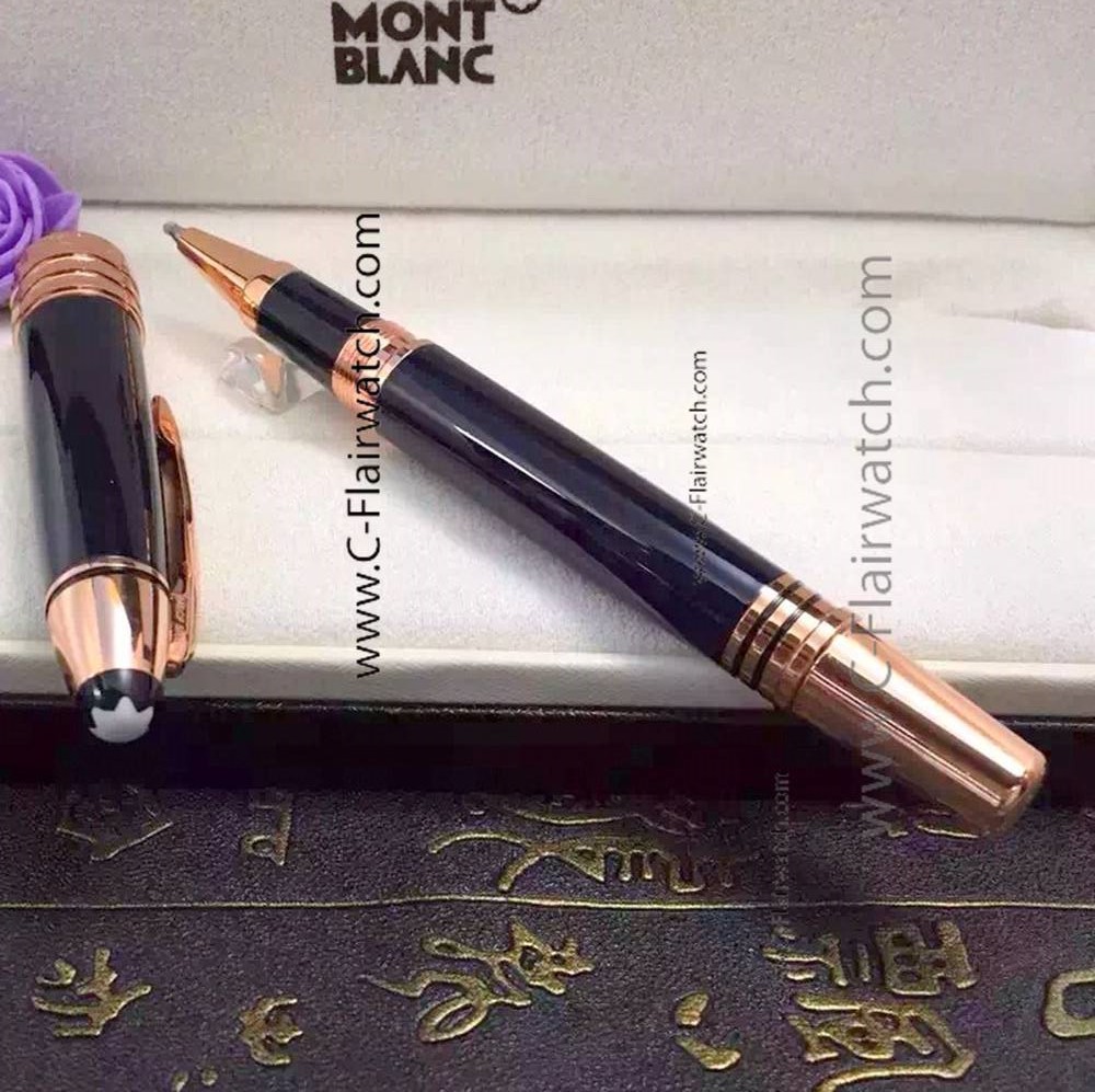AAA Quality Copy Mont Blanc J F K Black&Rose Gold Fineliner Pen
